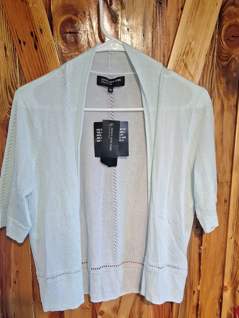 Jones New York Womens Large Sheer Viscose Blend Cardigan Light Mint Green NWT